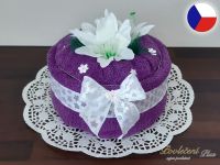 Textilní dort z osušky Sofie fialová