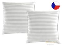 Jednobarevný saténový dekorační polštářek 50x50 Proužek bílý