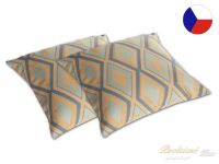Damaškový dekorační polštářek 40x40 EXCELLENT MAXIMA Primavera geometrie žlutošedá