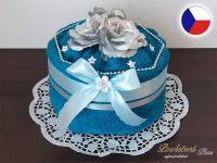 Malý dort z ručníku SAM azurově modrý