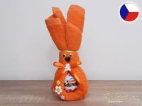 Malý velikonoční zajíček z ručníku Sofie oranžový + vajíčko s překvapením