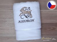 Luxusní ručník se znamením KOZOROH 450g bílá/hnědá 