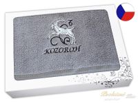 Luxusní dárkové balení ručníku Znamení Kozoroh šedá/šedá