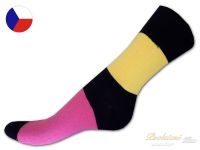 Bavlněné ponožky s lycrou 38/39 Hladké žluto - růžové