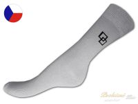 Bavlněné ponožky s lycrou 43/45 Hladké světle šedé s kostkami