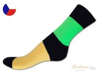 Dámské bavlněné ponožky s lycrou 35/37 Hladké zeleno - žluté