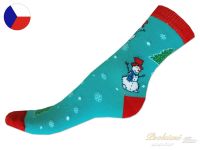 Rotex vánoční ponožky 35/37 Sněhuláčci mint-červená