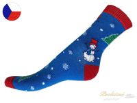 Rotex vánoční ponožky 35/37 Sněhuláčci modro-červená