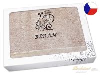 Luxusní dárkové balení osušky Znamení Beran béžová/hnědá