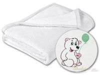 Luxusní dětská deka pro miminko MICRO s výšivkou 75x100 Bílá 400g