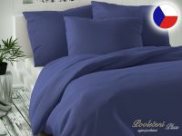 Jednobarevné povlečení satén Luxury Collection tmavě modrá 2x 70x90, 240x220