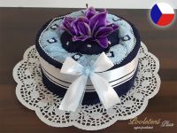Textilní dort z ručníků Elen modrá