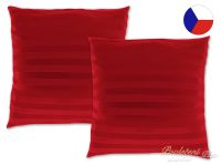 Jednobarevný saténový dekorační polštářek 50x50 Proužek červený