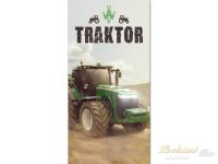 Dětská froté osuška s obrázkem Traktor green 70x140 