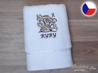 Luxusní ručník se znamením RYBY 450g bílá/hnědá 