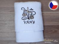 Luxusní ručník se znamením VÁHY 450g bílá/hnědá 