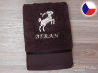 Luxusní ručník se znamením BERAN 450g tmavě hnědá/hnědá