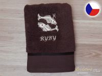 Luxusní ručník se znamením RYBY 450g tmavě hnědá/hnědá