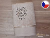 Luxusní ručník se znamením LEV 450g béžová/hnědá