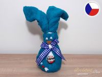 Velký velikonoční zajíček z ručníku Sofie azurově modrý