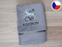 Luxusní ručník se znamením KOZOROH 450g šedá/šedá