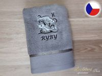 Luxusní ručník se znamením RYBY 450g šedá/šedá