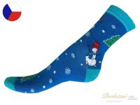 Rotex dětské vánoční ponožky 26/27 Sněhuláčci modrá-mint