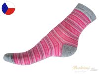 Rotex dětské bavlněné ponožky 32/34 Pruhování světle růžové