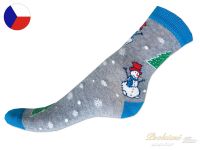 Rotex dětské vánoční ponožky 26/27 Sněhuláčci šedá-modrá