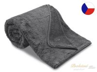 Luxusní deka z mikrovlákna 150x200 Ovečka antracit lemovaná stuhou