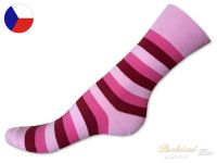 Bavlněné ponožky ROTEX 37/38 Široký pruh růžový