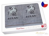 Vánoční dárková sada ručník + osuška Znamení Beran šedá/šedá