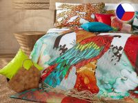 Luxusní povlečení bavlněný satén GEON 70x90, 140x200 Africké léto Papoušek