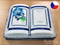 Textilní dort z ručníků Kniha tmavě modrá